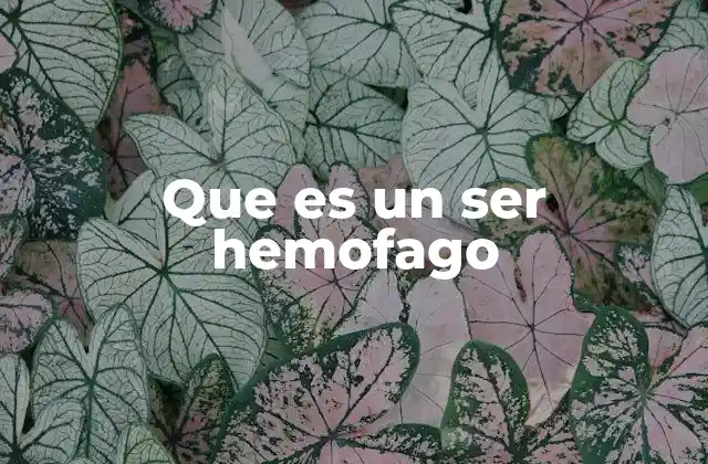 Que es un Ser Hemofago