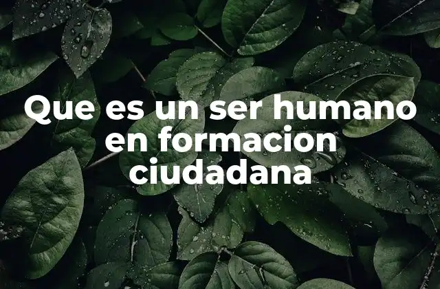 Que es un Ser Humano en Formacion Ciudadana