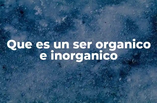 Que es un Ser Organico e Inorganico