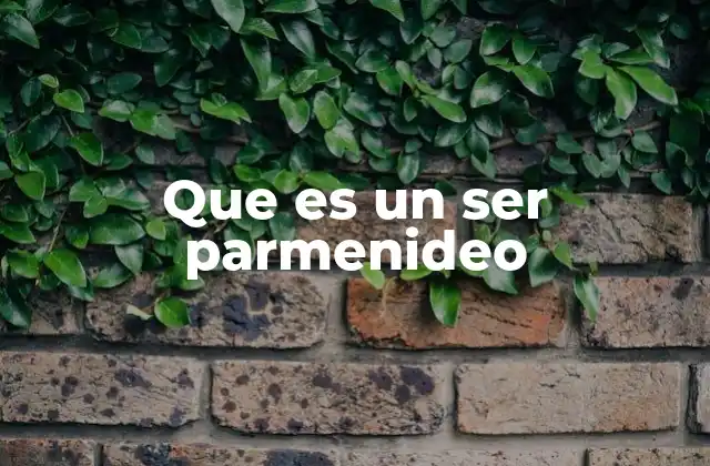 Que es un Ser Parmenideo