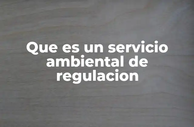 Que es un Servicio Ambiental de Regulacion