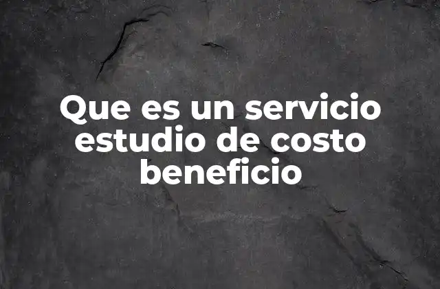 Que es un Servicio Estudio de Costo Beneficio