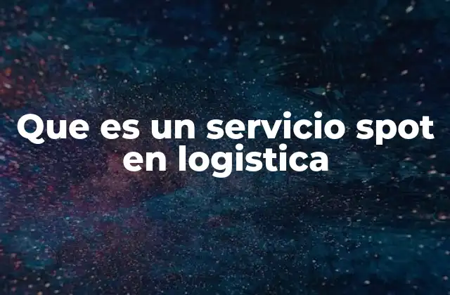 Que es un Servicio Spot en Logistica