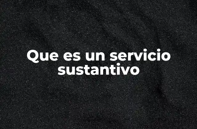 Que es un Servicio Sustantivo