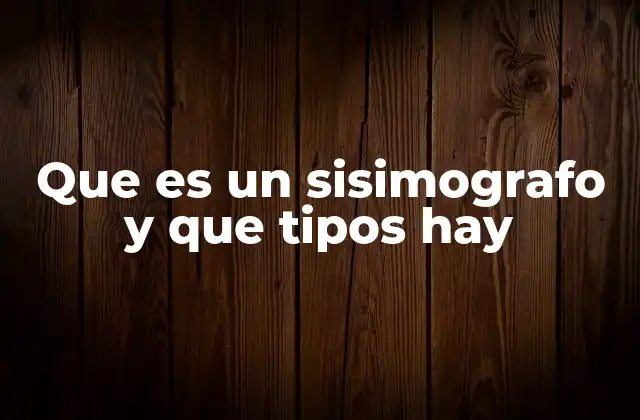 Que es un Sisimografo y que Tipos Hay