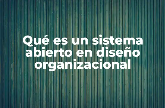 Qué es un Sistema Abierto en Diseño Organizacional