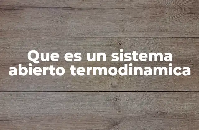 Que es un Sistema Abierto Termodinamica