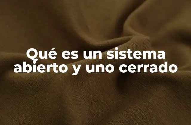 Qué es un Sistema Abierto y Uno Cerrado