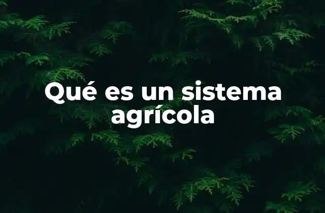 Qué es un Sistema Agrícola