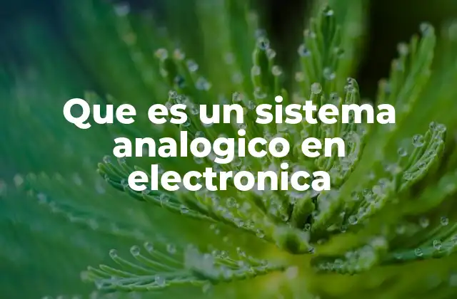 Que es un Sistema Analogico en Electronica