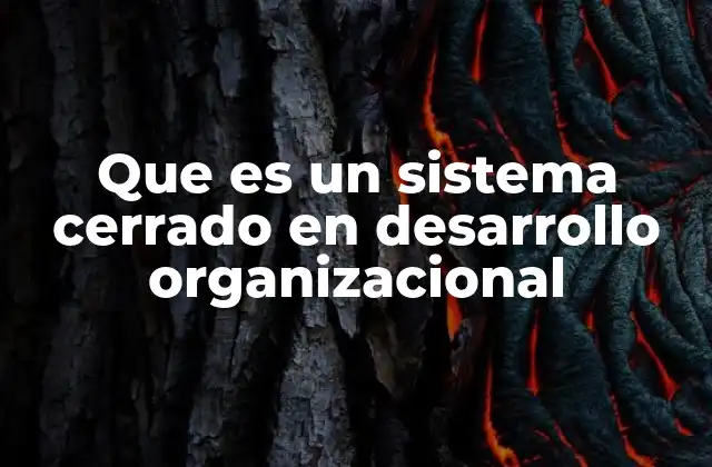 Que es un Sistema Cerrado en Desarrollo Organizacional