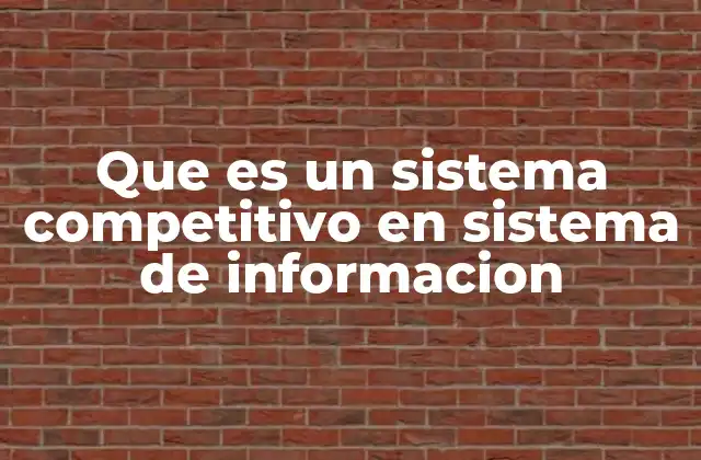 Que es un Sistema Competitivo en Sistema de Informacion