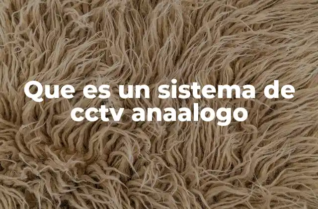 Que es un Sistema de Cctv Anaalogo