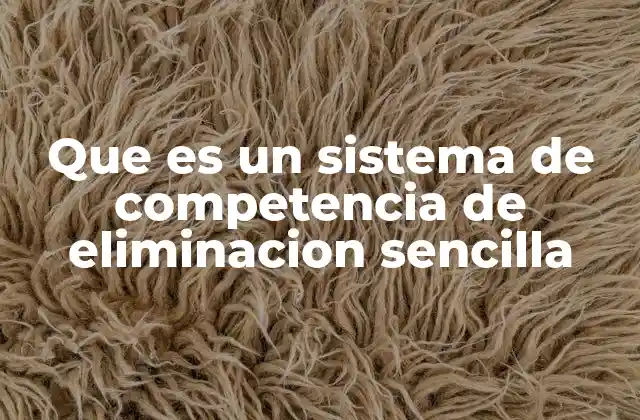 Que es un Sistema de Competencia de Eliminacion Sencilla