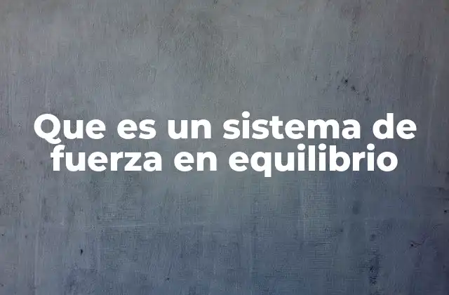 Que es un Sistema de Fuerza en Equilibrio