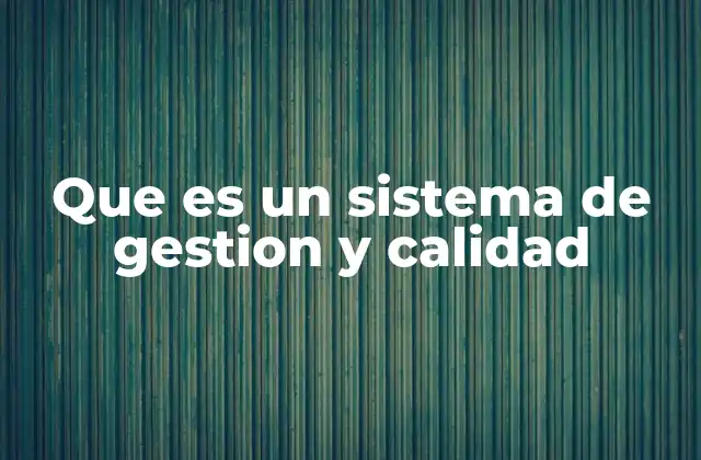 Que es un Sistema de Gestion y Calidad