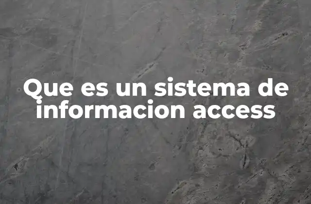 Que es un Sistema de Informacion Access