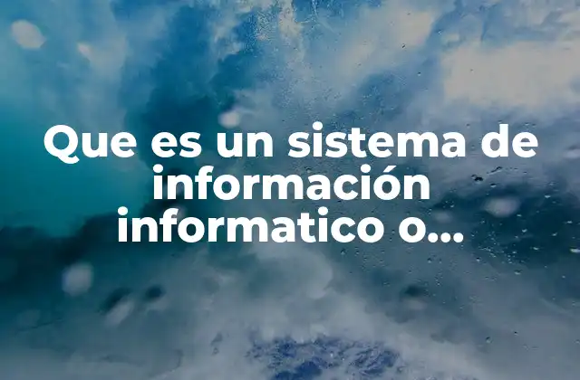 Que es un Sistema de Información Informatico o Electronico