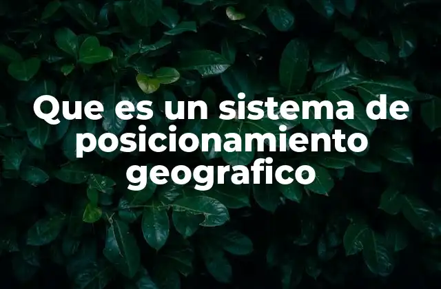 Que es un Sistema de Posicionamiento Geografico