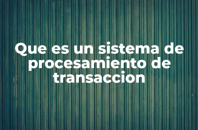 Que es un Sistema de Procesamiento de Transaccion