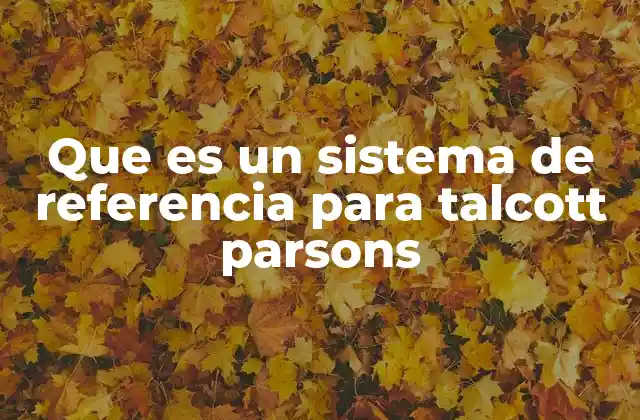 Que es un Sistema de Referencia para Talcott Parsons