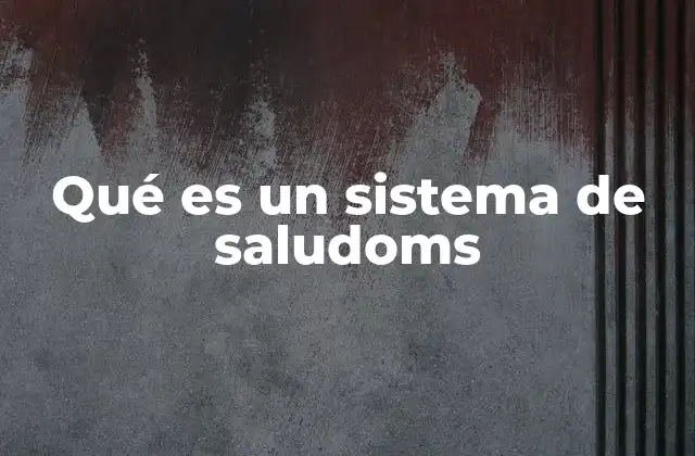Qué es un Sistema de Saludoms