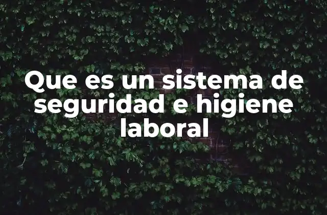 Que es un Sistema de Seguridad e Higiene Laboral