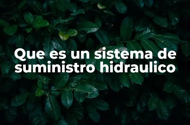 Que es un Sistema de Suministro Hidraulico