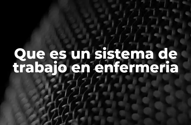 Que es un Sistema de Trabajo en Enfermeria
