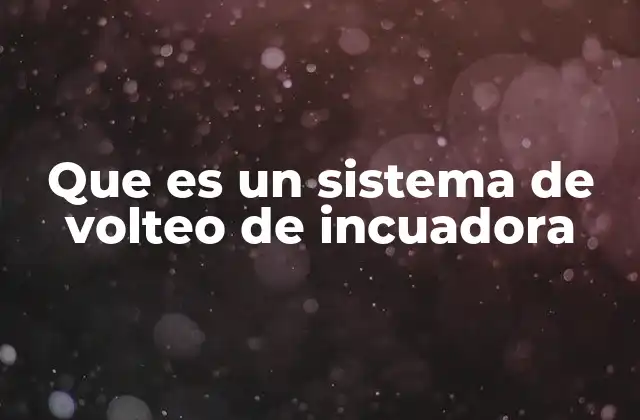 Que es un Sistema de Volteo de Incuadora