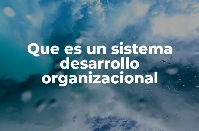 Que es un Sistema Desarrollo Organizacional