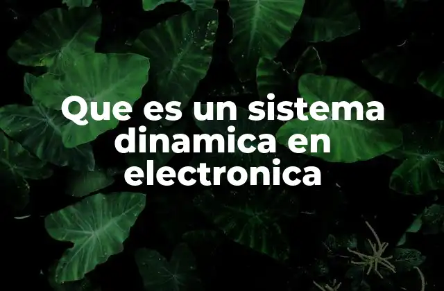 Que es un Sistema Dinamica en Electronica