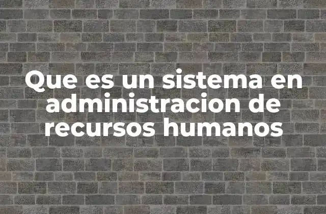 Que es un Sistema en Administracion de Recursos Humanos