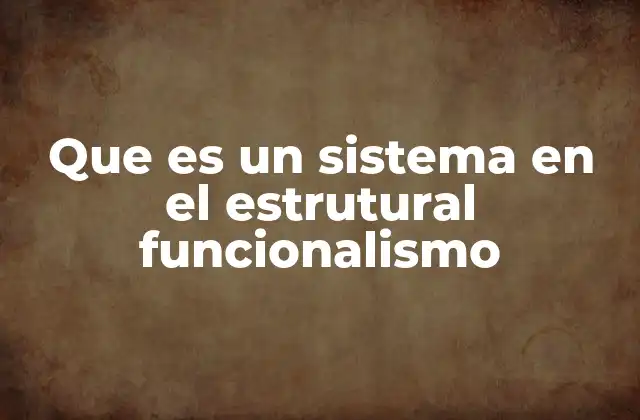 Que es un Sistema en el Estrutural Funcionalismo