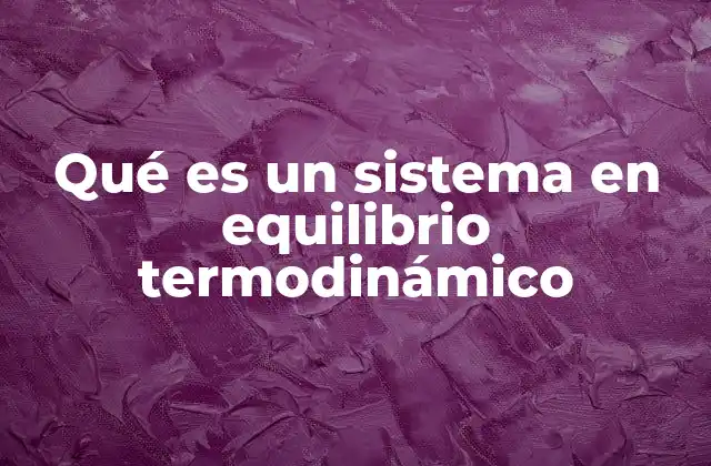 Qué es un Sistema en Equilibrio Termodinámico
