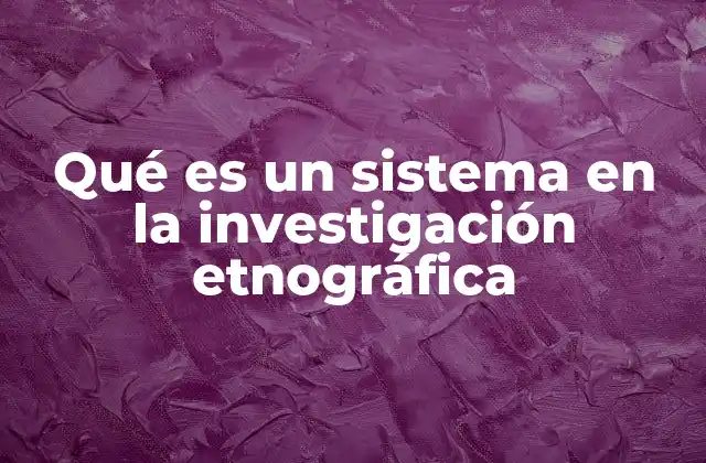 Qué es un Sistema en la Investigación Etnográfica