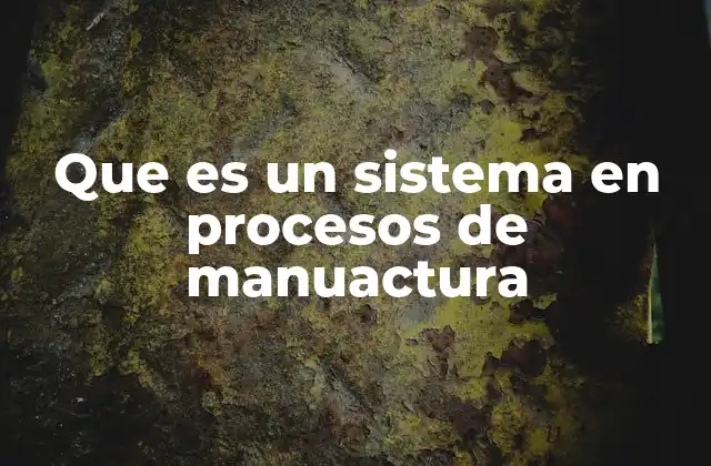 Que es un Sistema en Procesos de Manuactura