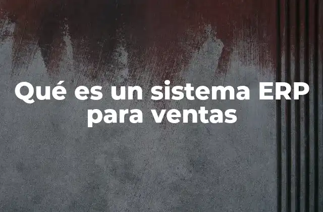 Qué es un Sistema Erp para Ventas