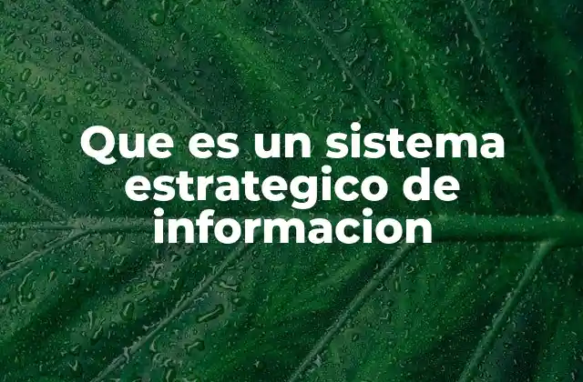 Que es un Sistema Estrategico de Informacion