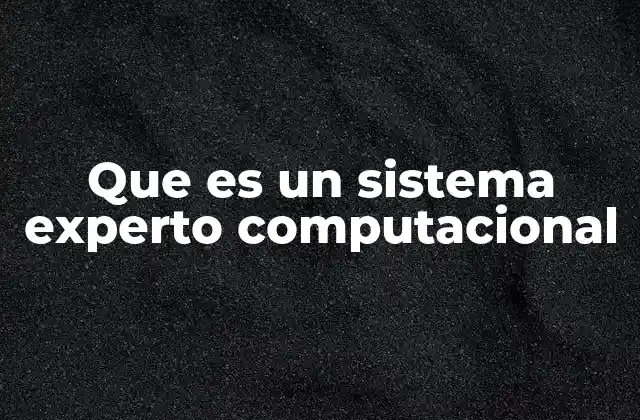 Que es un Sistema Experto Computacional