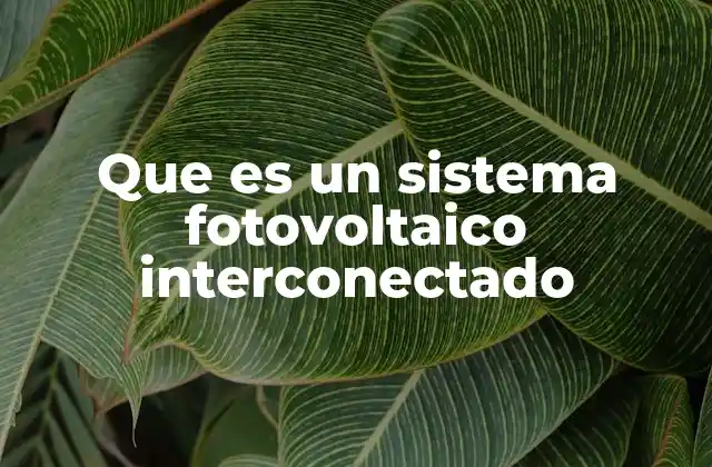 Que es un Sistema Fotovoltaico Interconectado