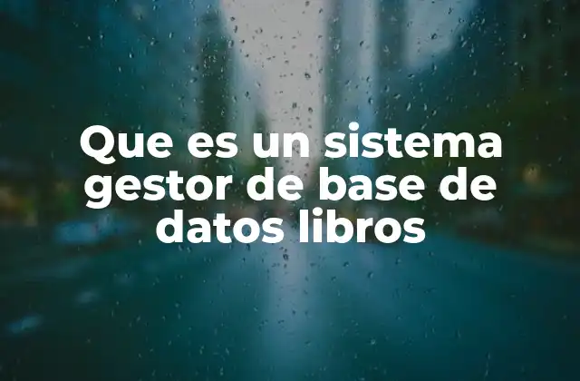 Que es un Sistema Gestor de Base de Datos Libros