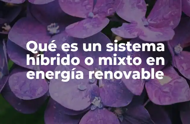 Qué es un Sistema Híbrido o Mixto en Energía Renovable