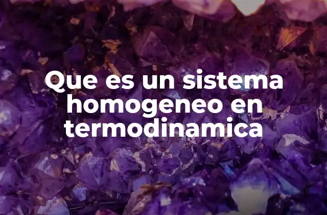 Que es un Sistema Homogeneo en Termodinamica