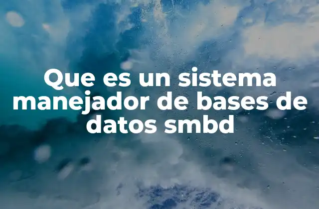 Que es un Sistema Manejador de Bases de Datos Smbd