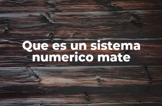 Que es un Sistema Numerico Mate