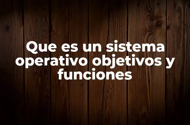Que es un Sistema Operativo Objetivos y Funciones
