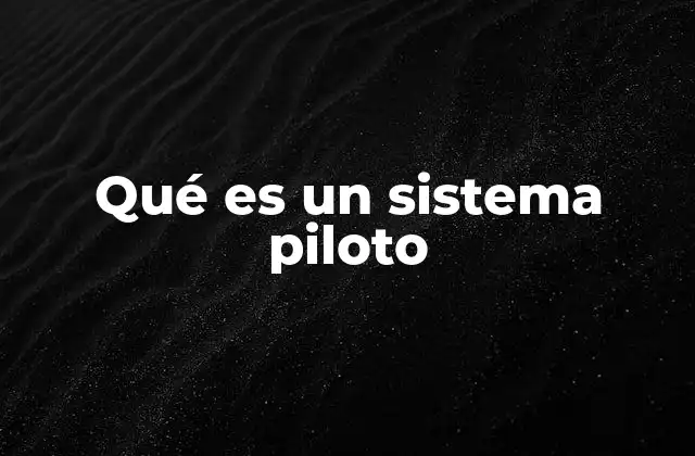 Qué es un Sistema Piloto
