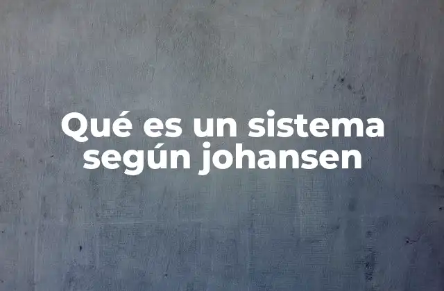 Qué es un Sistema según Johansen