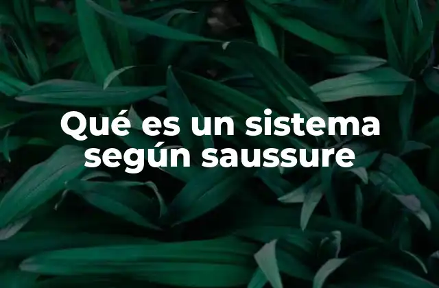 Qué es un Sistema según Saussure